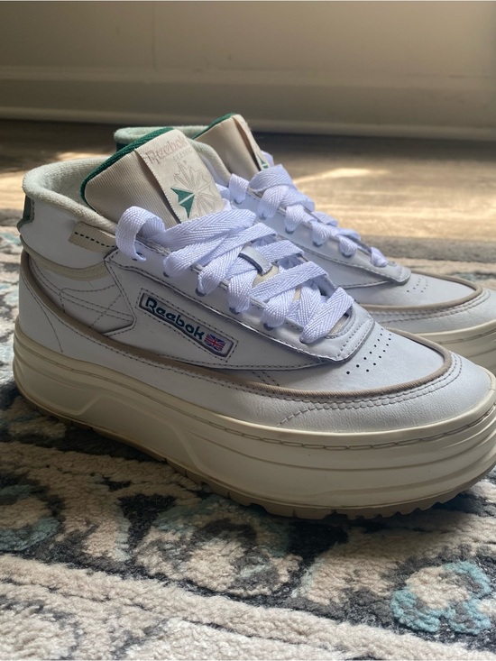 Reebok Shoes - Reebok Club C Geo Mid Womens Platform Sneakers White Green 100048012 Size 6.5